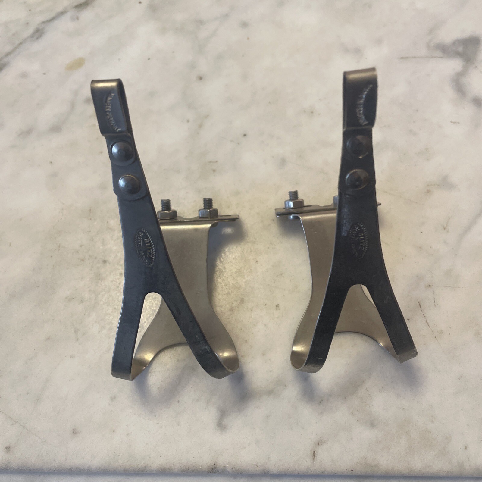 New-Old-Stock BLITZ TOE CLIPS Size Large • Made in Germany. (NJ)