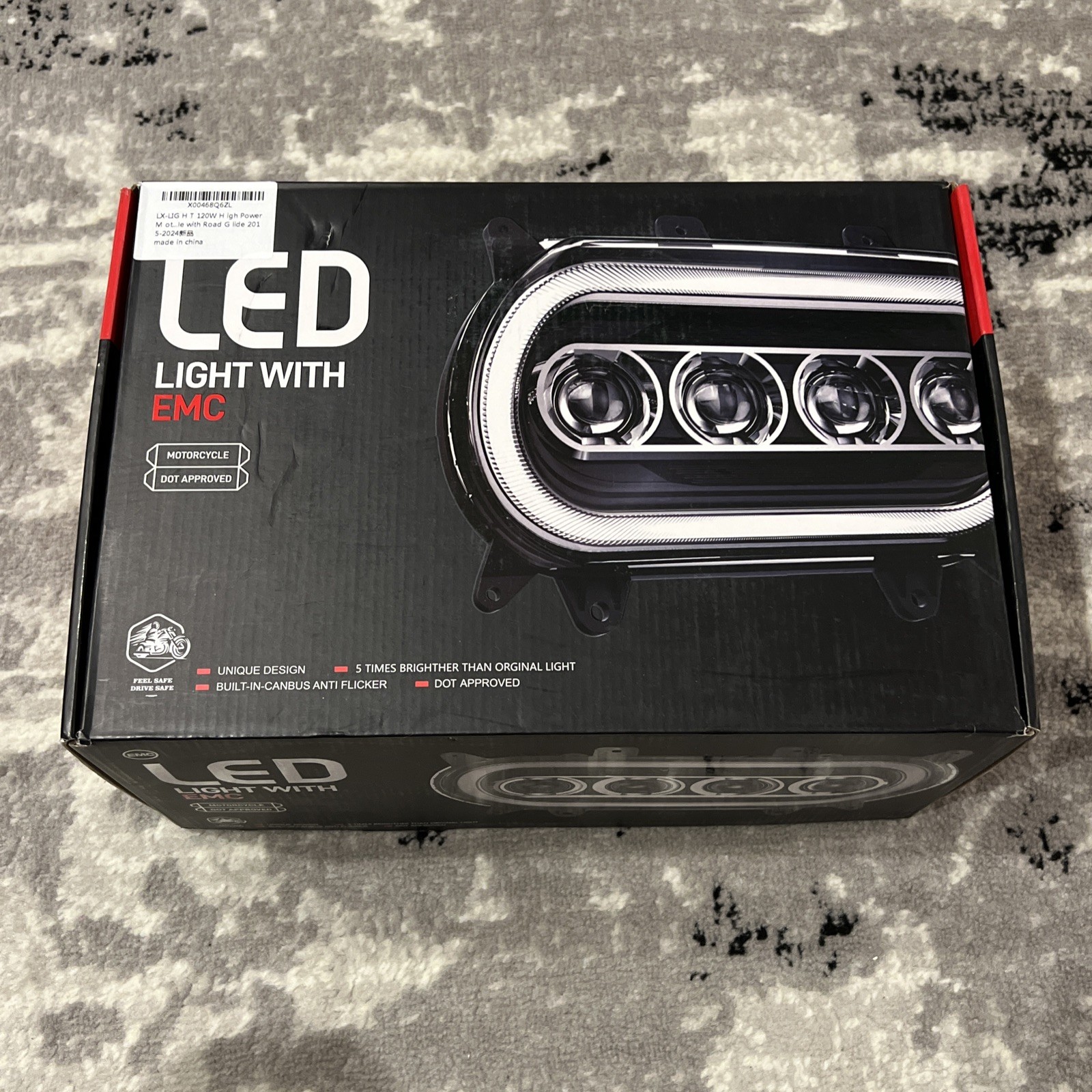 LX-LIGHT 120W High Power Motorcycles LED Headlight with DRL EMC Compatible Openb