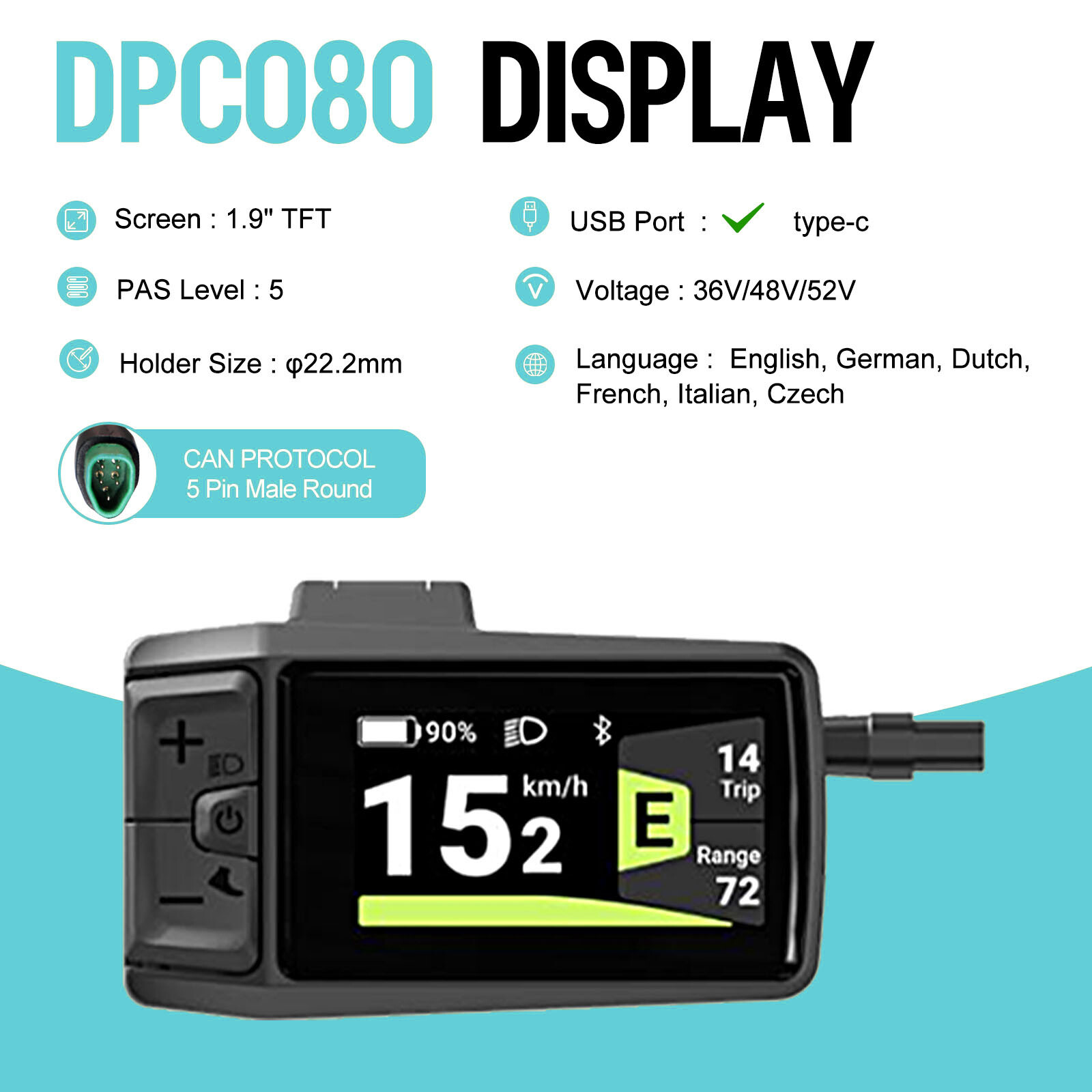 Bafang Display CAN Protocol for BAFANG Hub Mid Drive Motor Kit Bicycle screen US