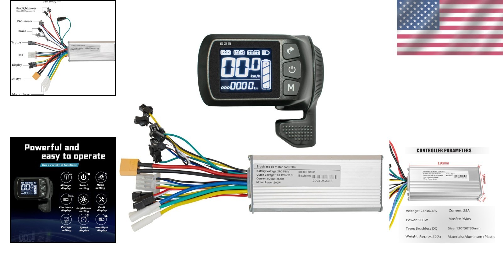 Brushless Motor Controller Electric Bicycle Speed 48V 500W