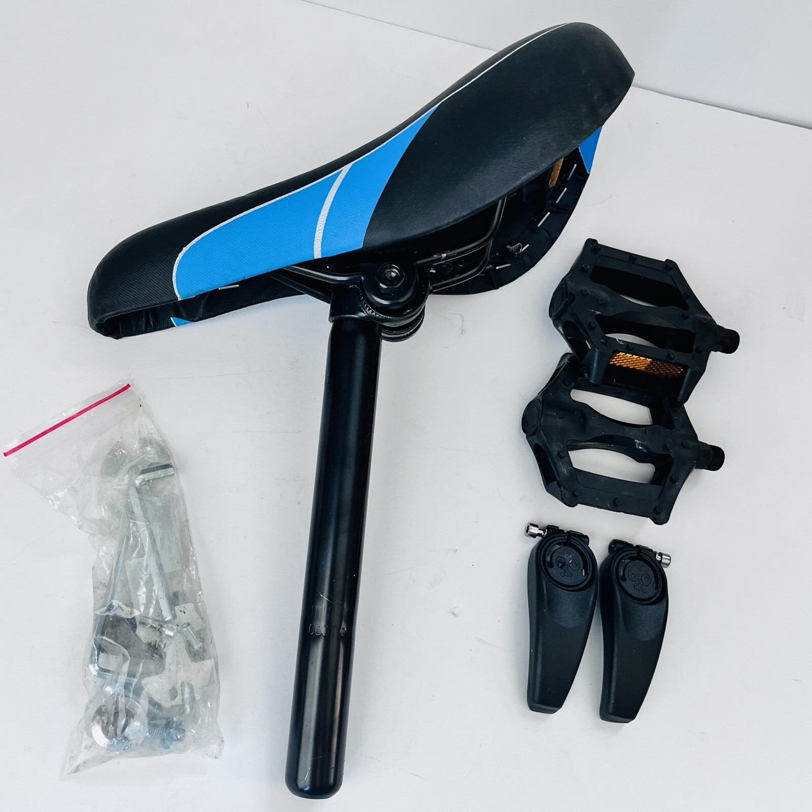 Bike Seat Pedals Accessories Kit Blue Black Bicycle