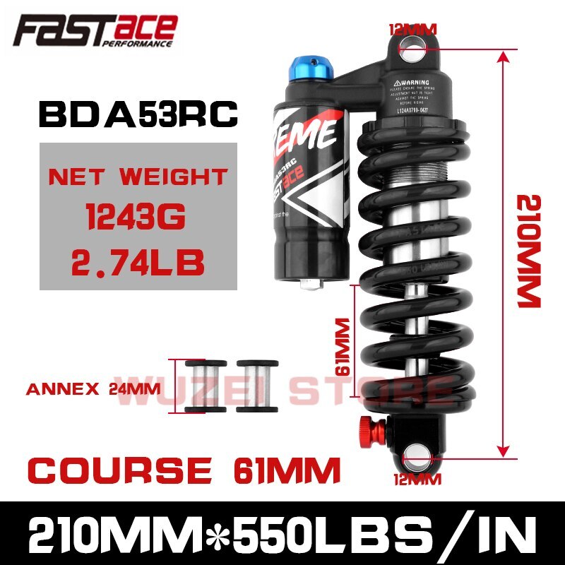 FASTACE BDA53RC MTB Bicycle Downhill DH Rear Shock 220mm 190mm 200/210/240mm