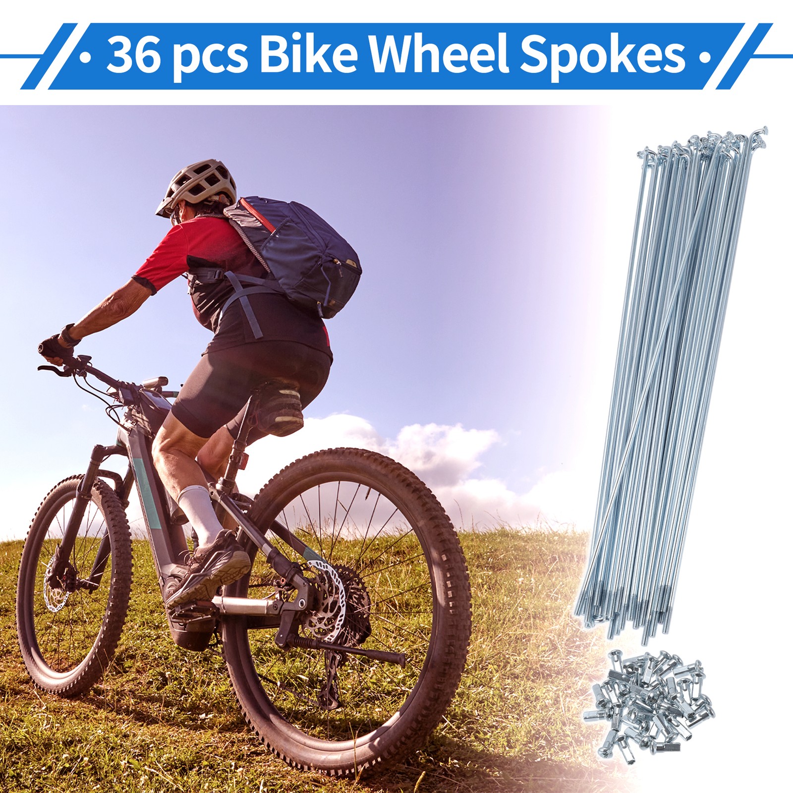1 Set 12G 230mm Length Bicycle Spokes Nipple Carbon Steel Galvanized Universal