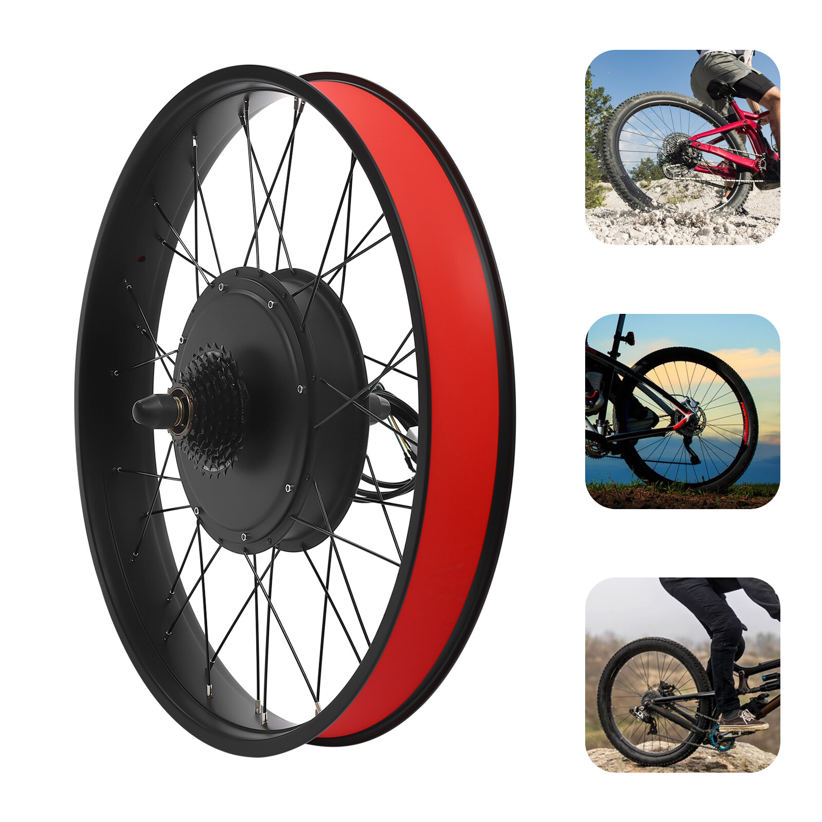 26″ Rear Hub Motor LCD E-Bike Electric Bicycle Conversion Kit Fat Tire 48V 1000W
