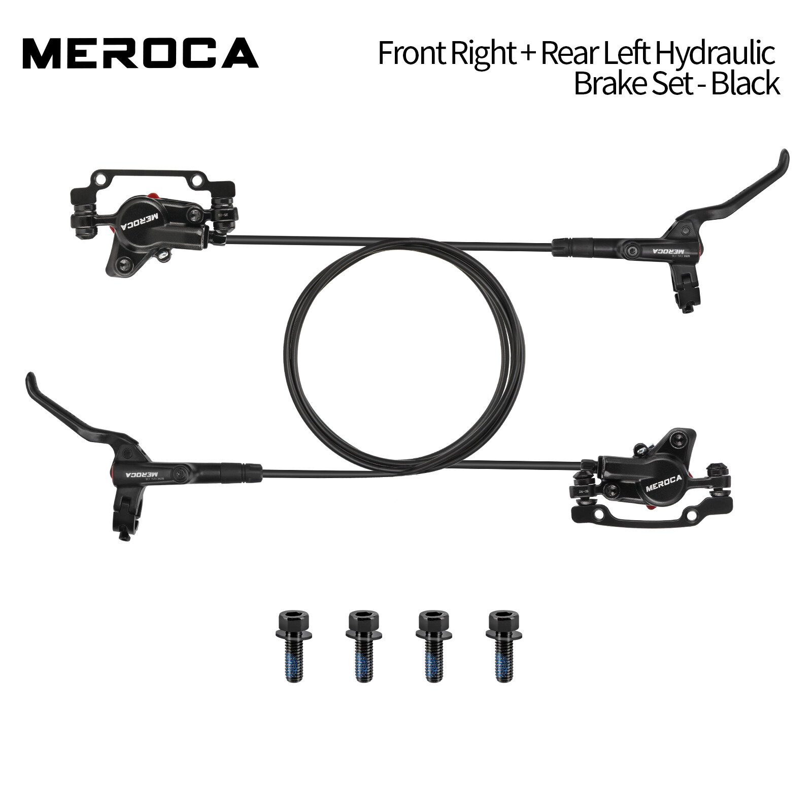 MEROCA MTB Bike Hydraulic Disc Brake 2-Piston Front/Rear 800/1400mm +160mm Rotor