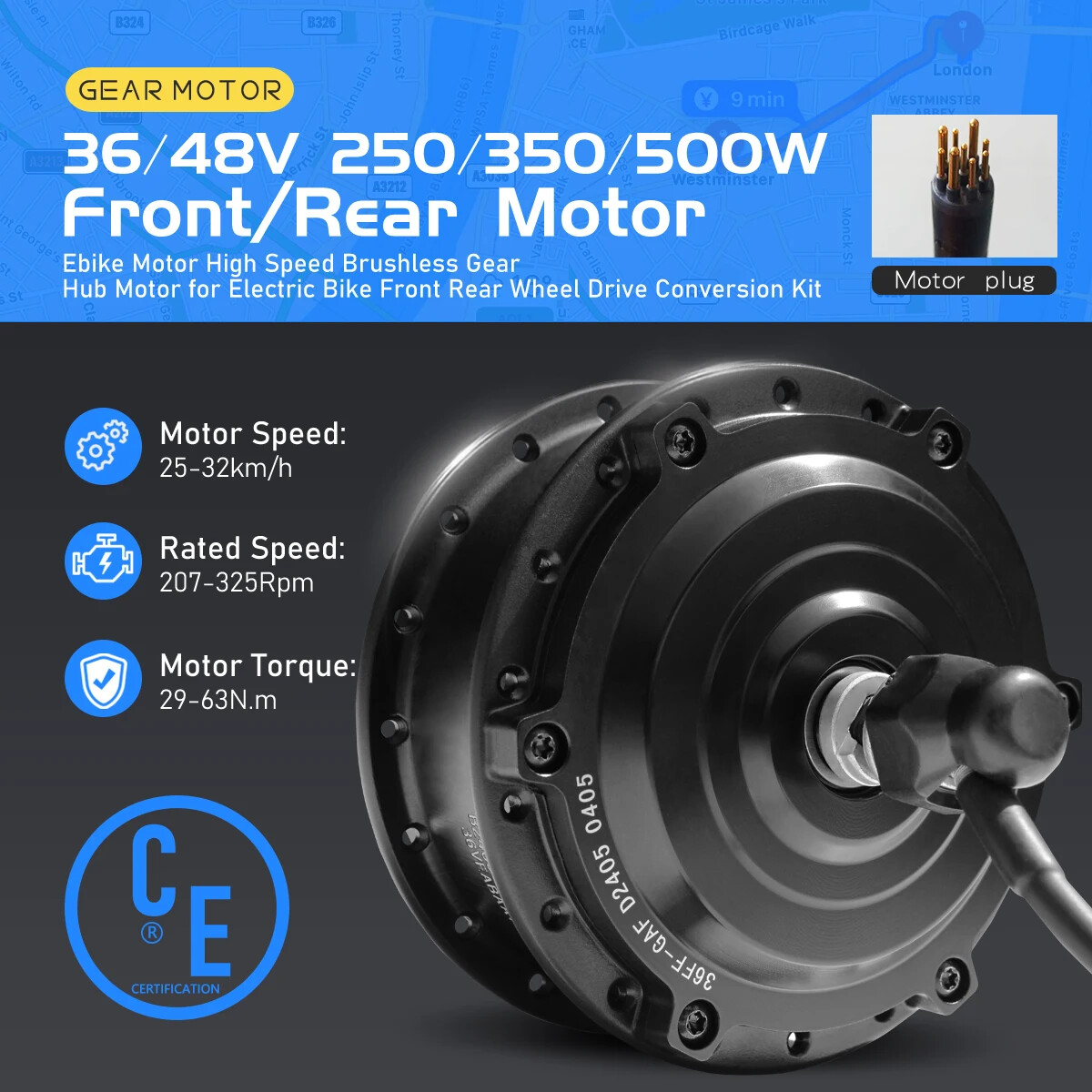 MTB Electric Bicycle 36V 48V 250W 350W 500W Front Rear Rotate/Cassette Hub Motor