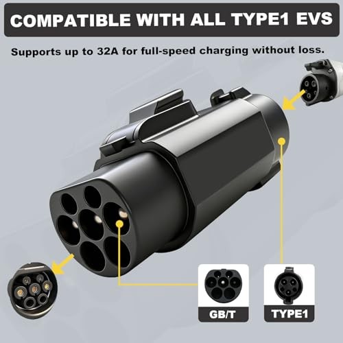 EV Charger Connector Type 1 to GBT Charger Adapter for Electric Vehicle Black