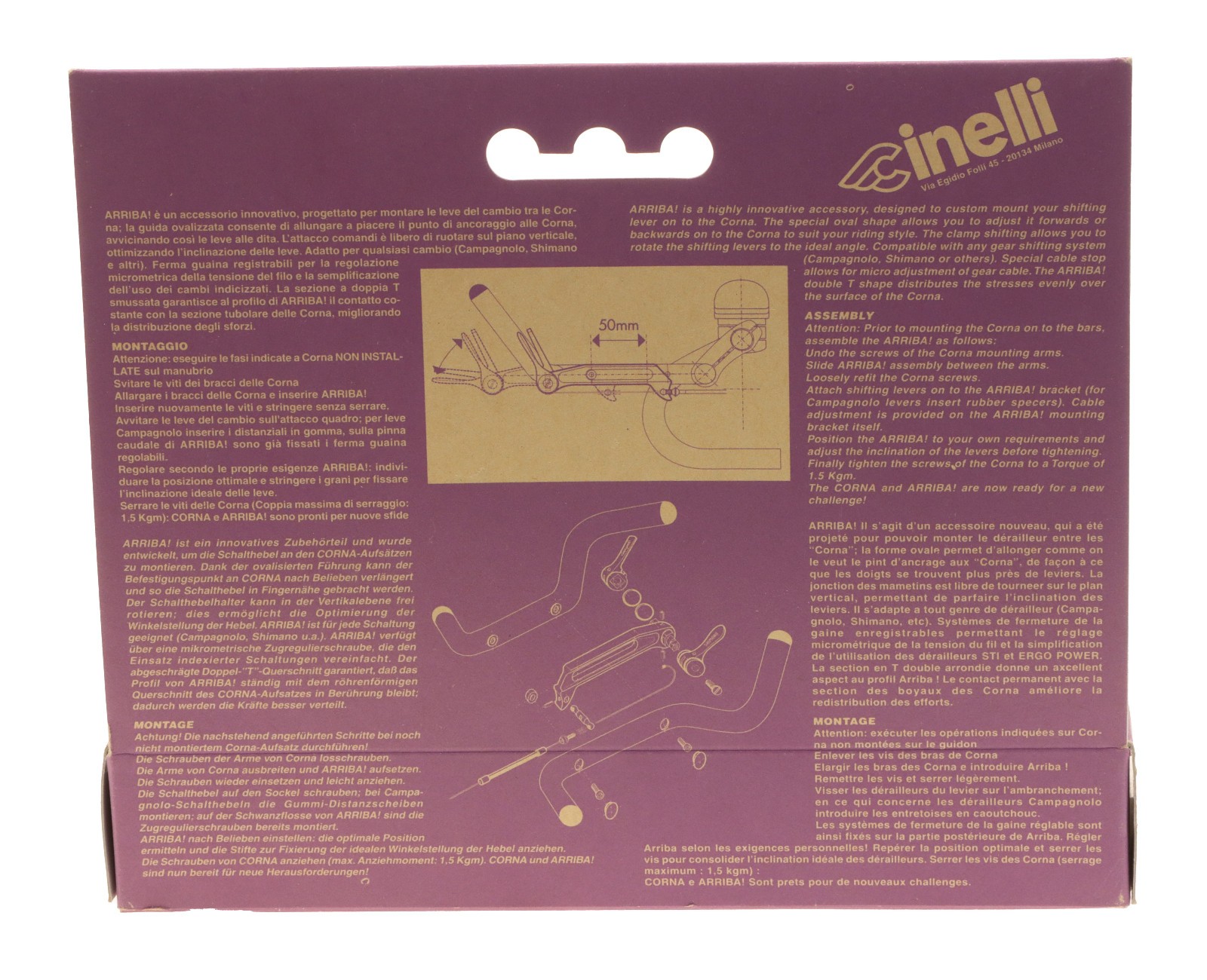 Cinelli Arriba Shift Lever Mount for Corna Handlebars Red/Black NEW NOS NIB