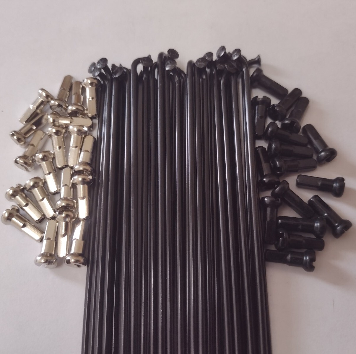 BLACK J-Bend 14g (2.0mm) custom length Stainless Bicycle spokes w/ Brass nipples