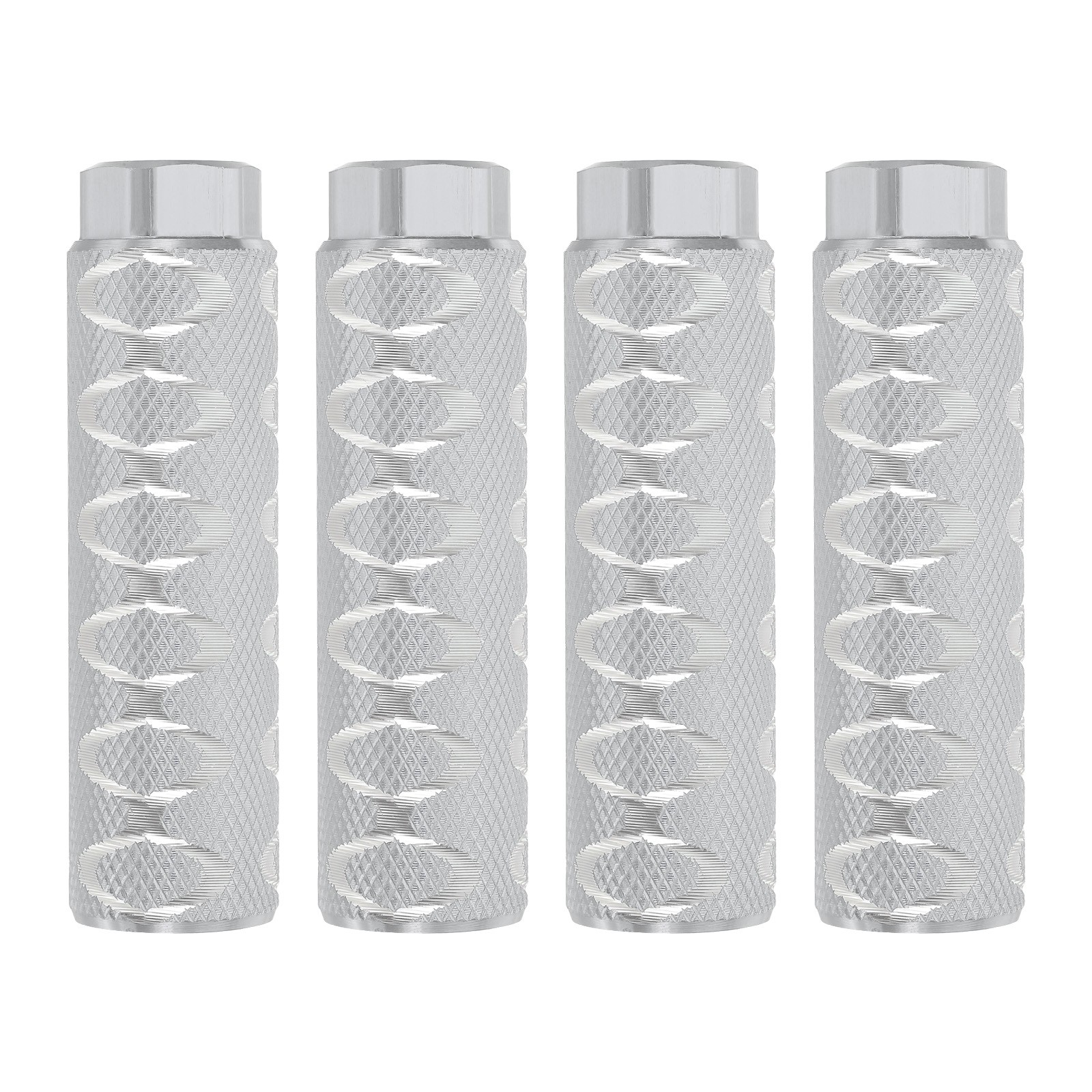 4 Pack Aluminum Alloy Bike Pegs Anti-Skid Fit 3/8 Inch Axles with Circle Silver