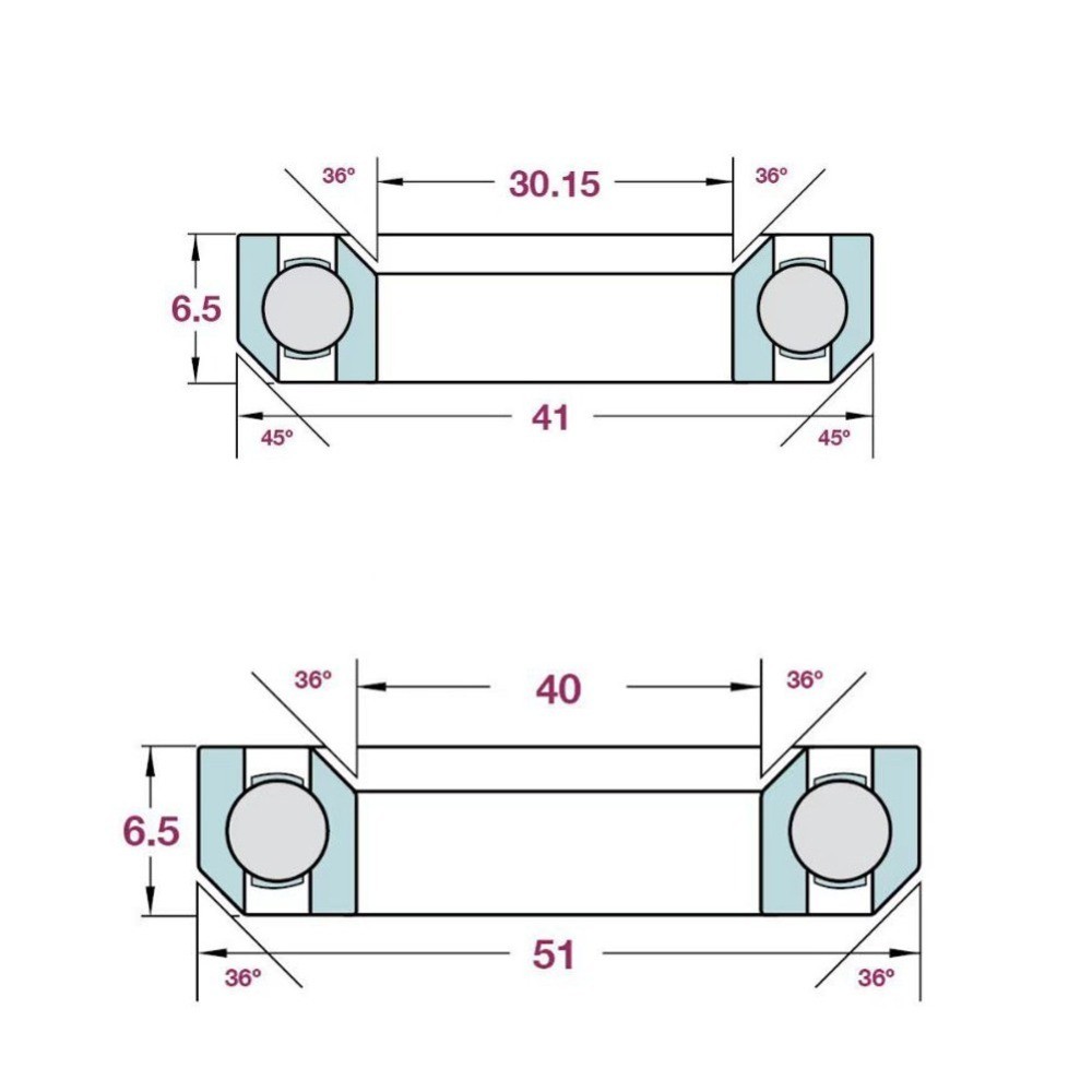 30.15x40x6.5/40x51x6.5mm Bicycle Headset Bearings For-Trek Madone Domane Emonda