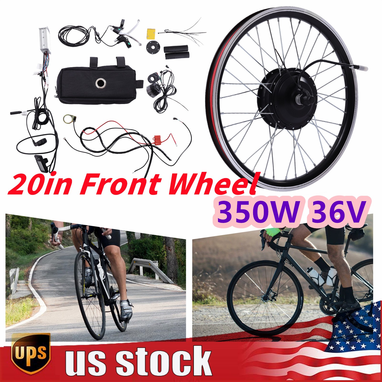 36V 20 Front Wheel Electric Bicycle Hub Motor Conversion Kit 350W E Bike