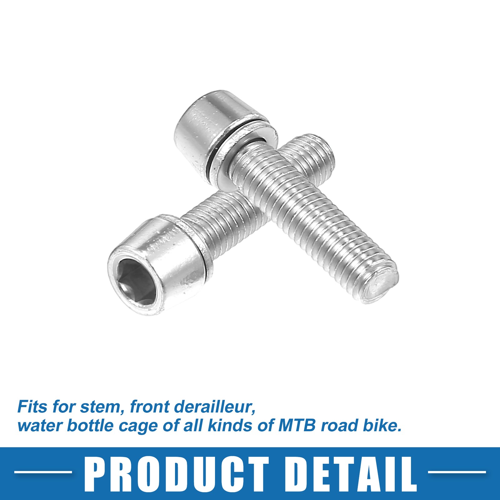 10 Pcs Tapered Bolts Screws for Bike Bicycle Stem M5x20mm Steel Silver Tone